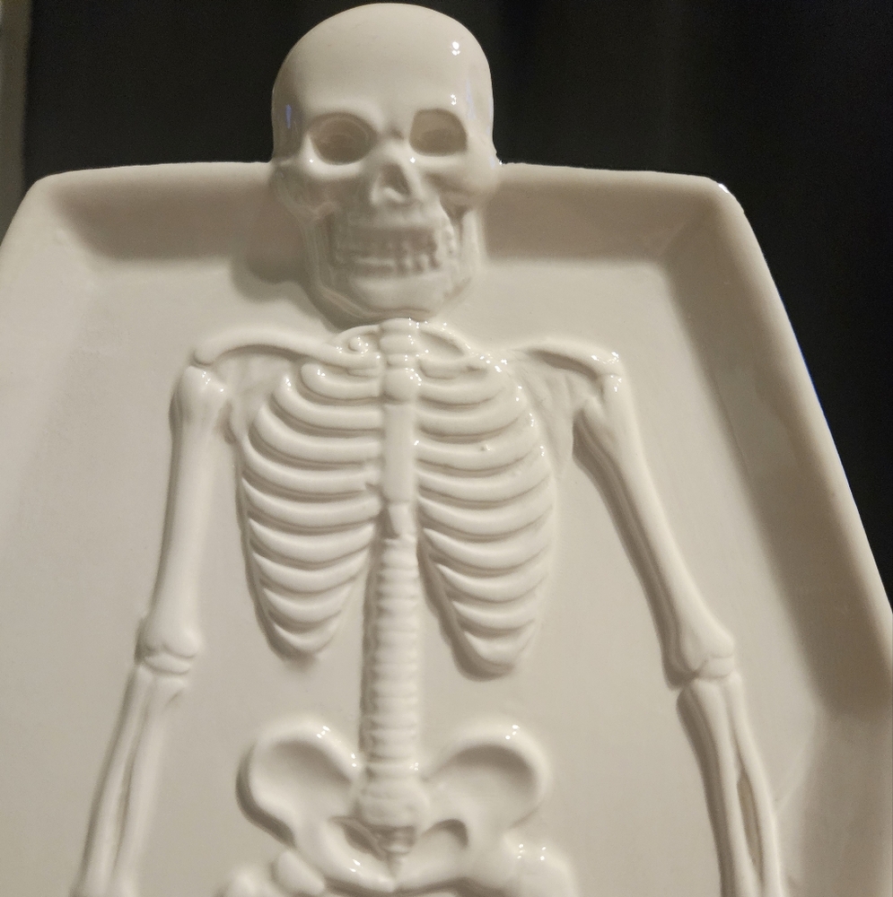 Skeleton Coffin Flat Dish NWT